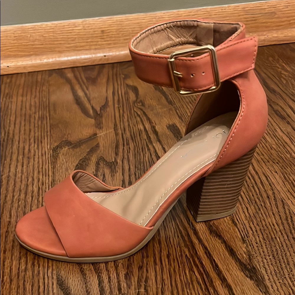 Elegant Burnt Orange Block Heel Sandals